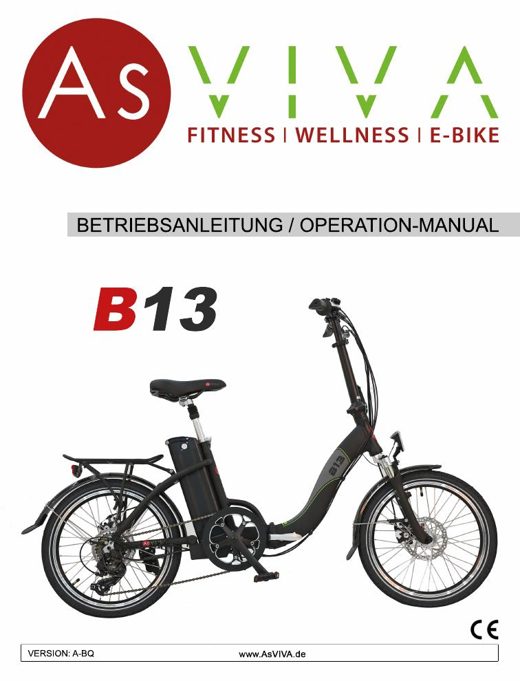E-Bike Klapprad B13 Bedienungsanleitung