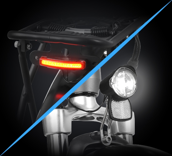 E-Bike mit Vorder- und Rücklicht