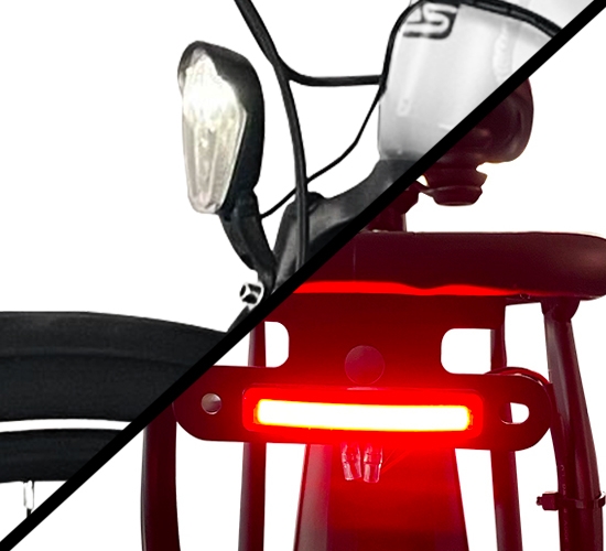 E-Bike mit Vorder- und Rücklicht