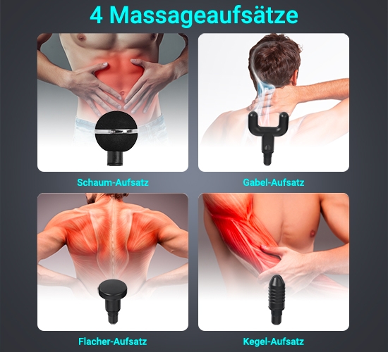 Massagegun mit 4 Massageköpfen