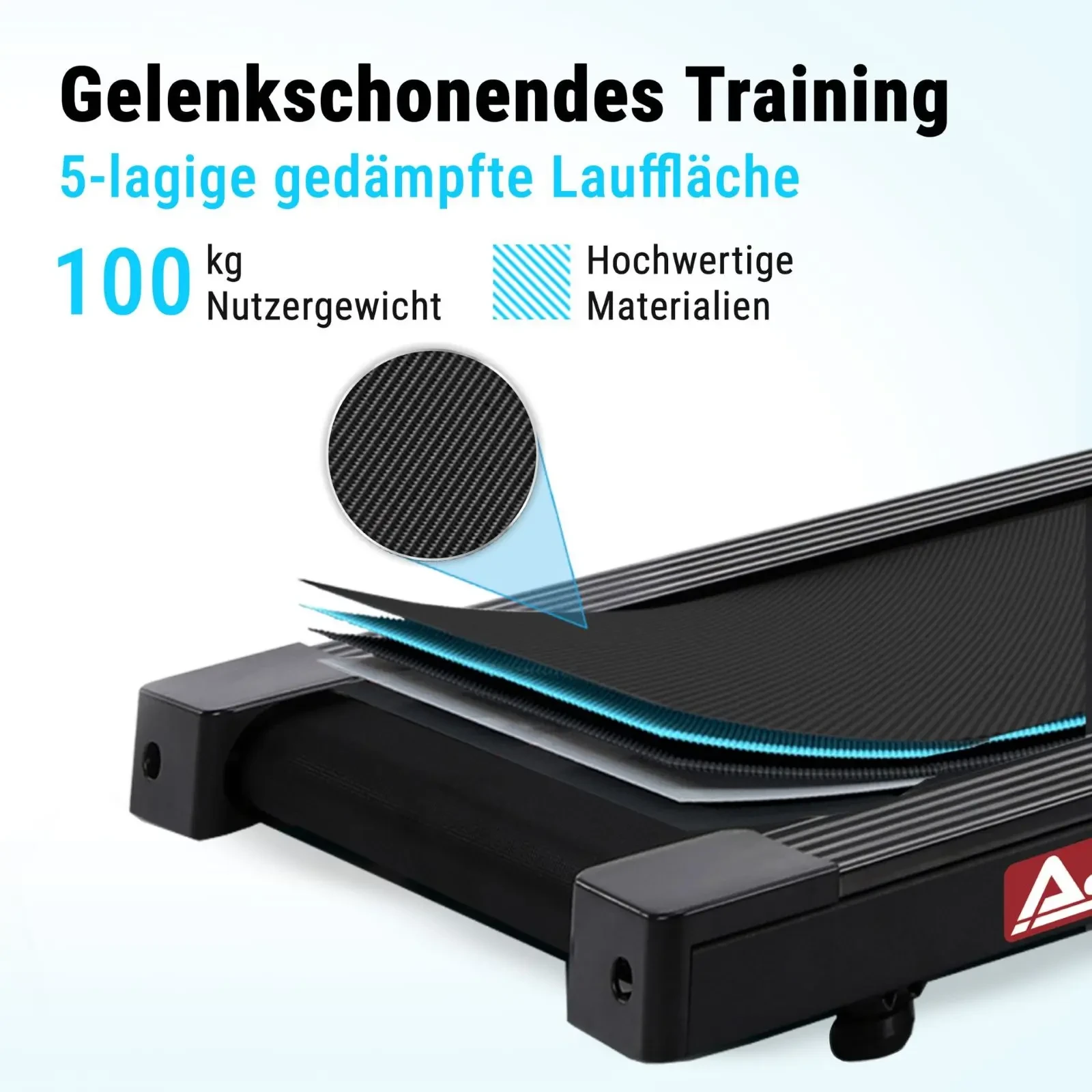Gelenkschonendes Training – 5-lagige gedämpfte Lauffläche