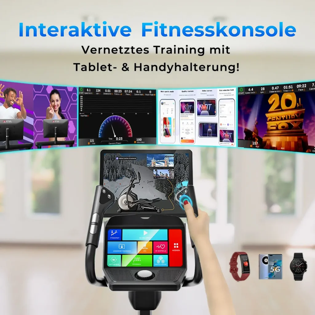 Interaktives Training mit dem AsVIVA Crosstrainer E50 Pro dank App-Anbindung und Streaming