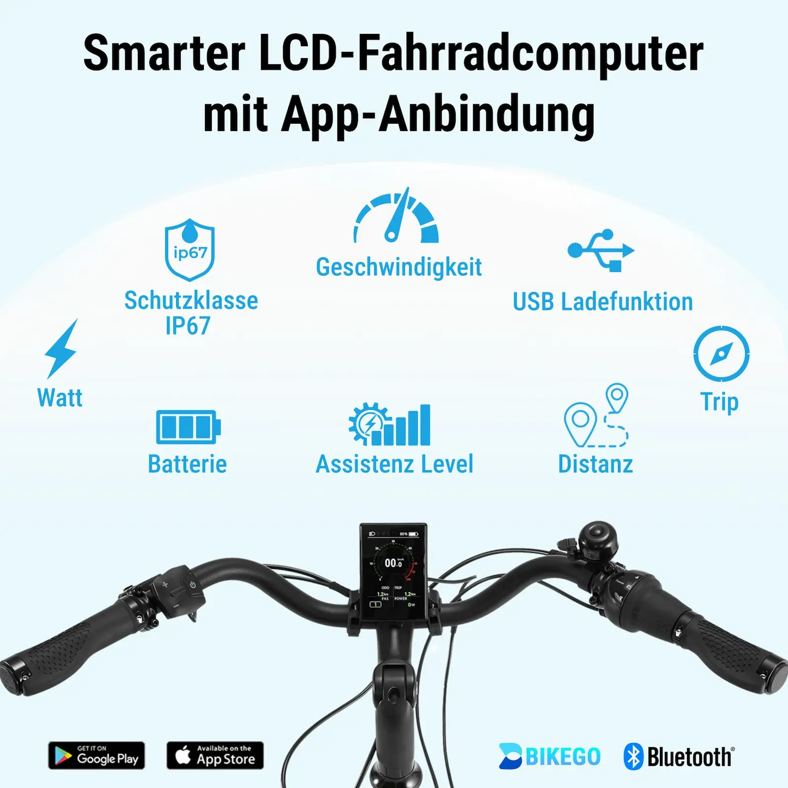Smartes LCD-Display mit allen Fahrdaten