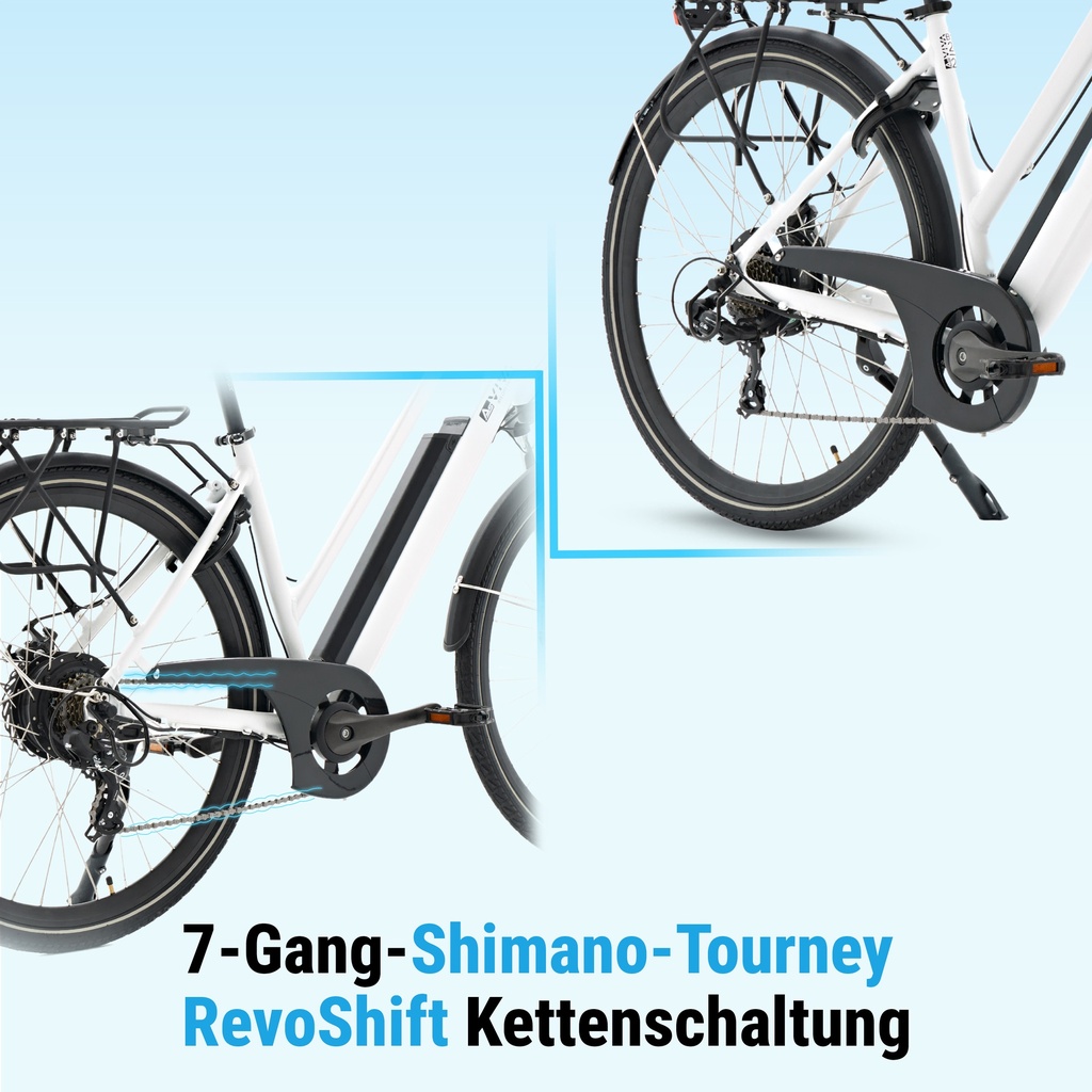 City E-Bike B15 – 28 Zoll – Grau/Weiß – Citybike 36v Trekkingrad