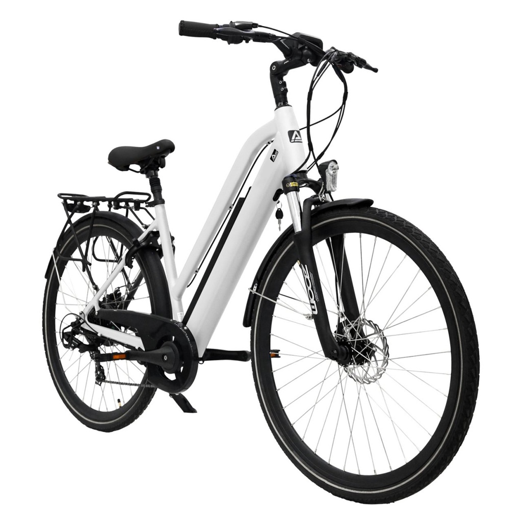 City E-Bike B15 – 28 Zoll – Grau/Weiß – Stadtfalter ws 36v