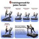 Sechs verschiedene Trainingsmodi des AsVIVA Laufbands T30 Pro Max Climb Marathon für abwechslungsreiches Training