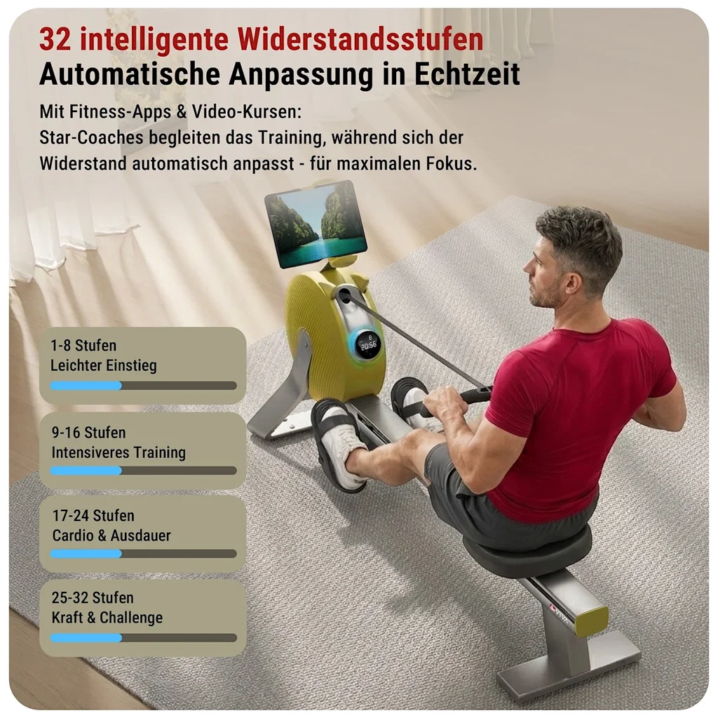 Rudergerät PowerGen RA20 – Magnetic Rower Widerstandsstufen