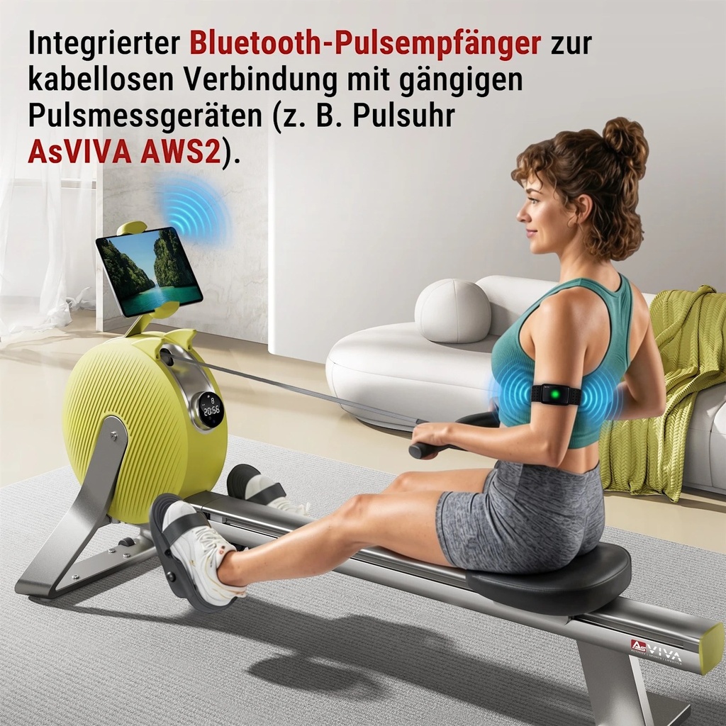 Rudergerät PowerGen RA20 – Magnetic Rower Bluetooth Pulsempfänger