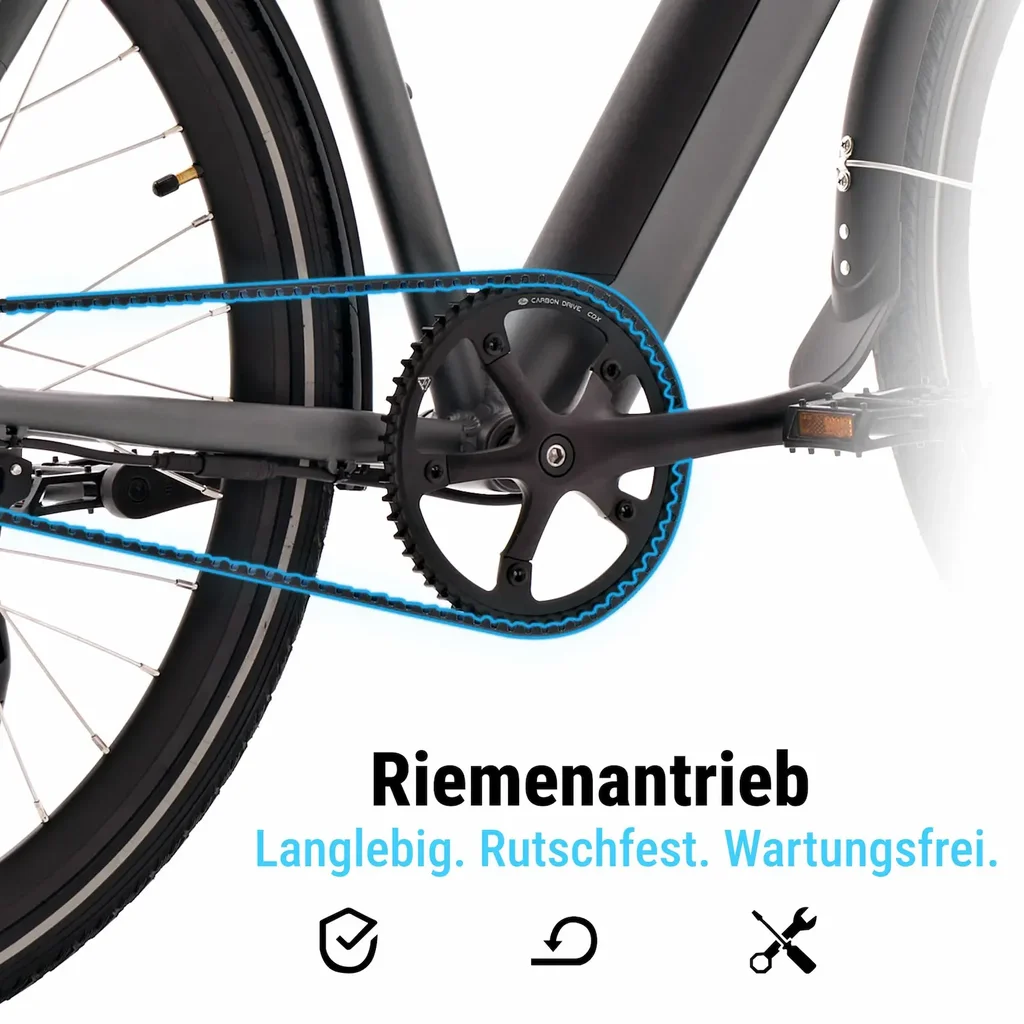 AsVIVA E-Bike BC1B – 28" Urban Citybike – Riemenantrieb