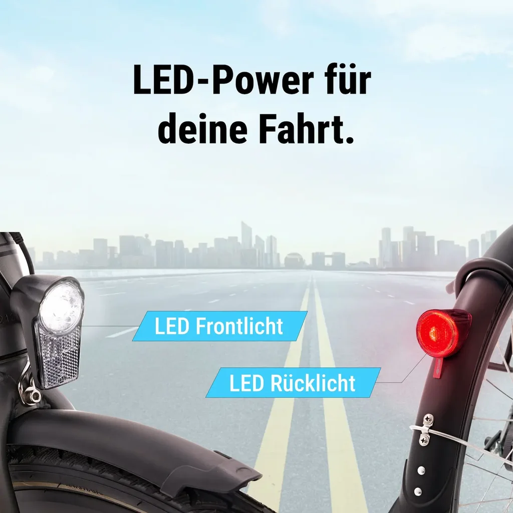 AsVIVA E-Bike BC1B – 28" Urban Citybike – LED-Beleuchtung & Beleuchtung