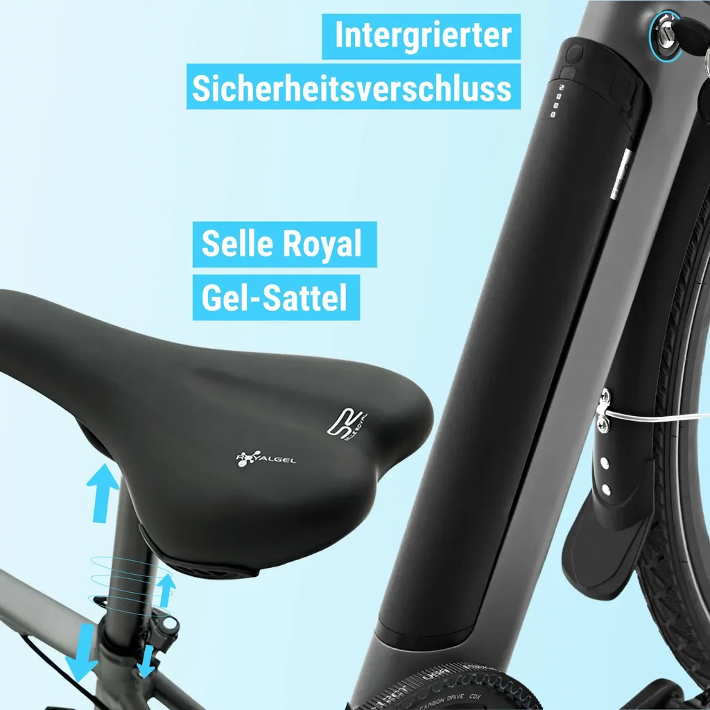 AsVIVA E-Bike BC1B – 28" Urban Citybike – Sicherheitsverschluss