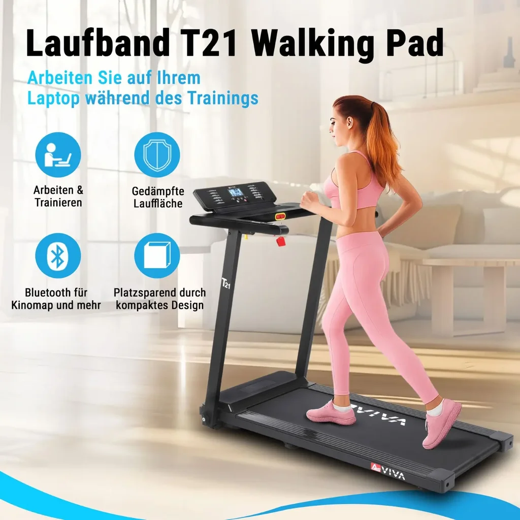 AsVIVA 2in1 – Walk & Run Laufband T21 – kompakte Bauweise