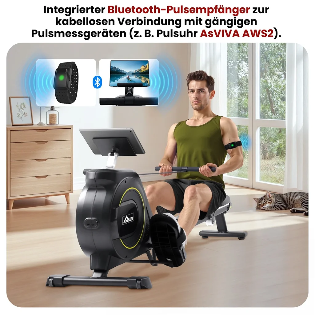 AsVIVA Rudergerät RA11 Magnetic – magnetisches Bremssystem & Pulsempfänger