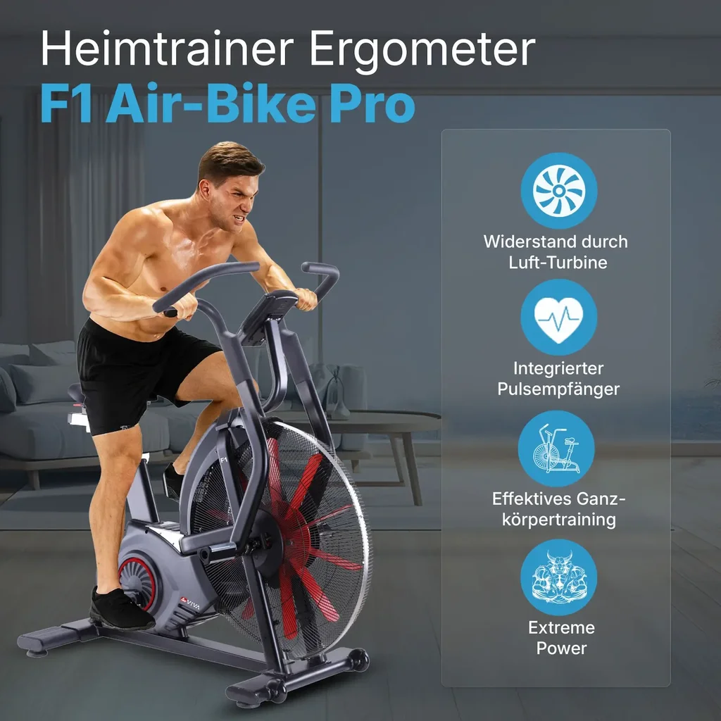 AsVIVA Air Bike Semi-Profi Heimtrainer F1 – Luftwiderstand