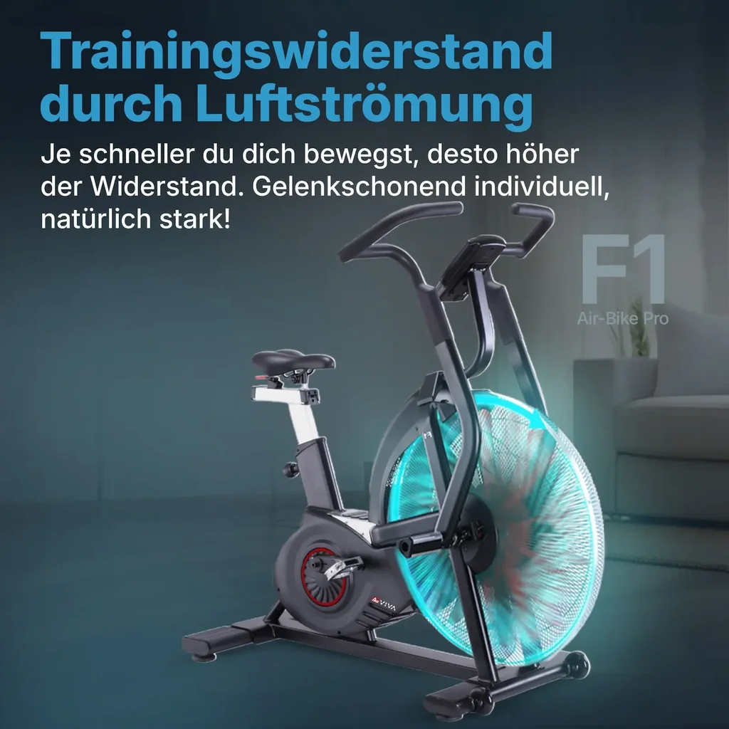 AsVIVA Air Bike Semi-Profi Heimtrainer F1 – Luftwiderstand (3)