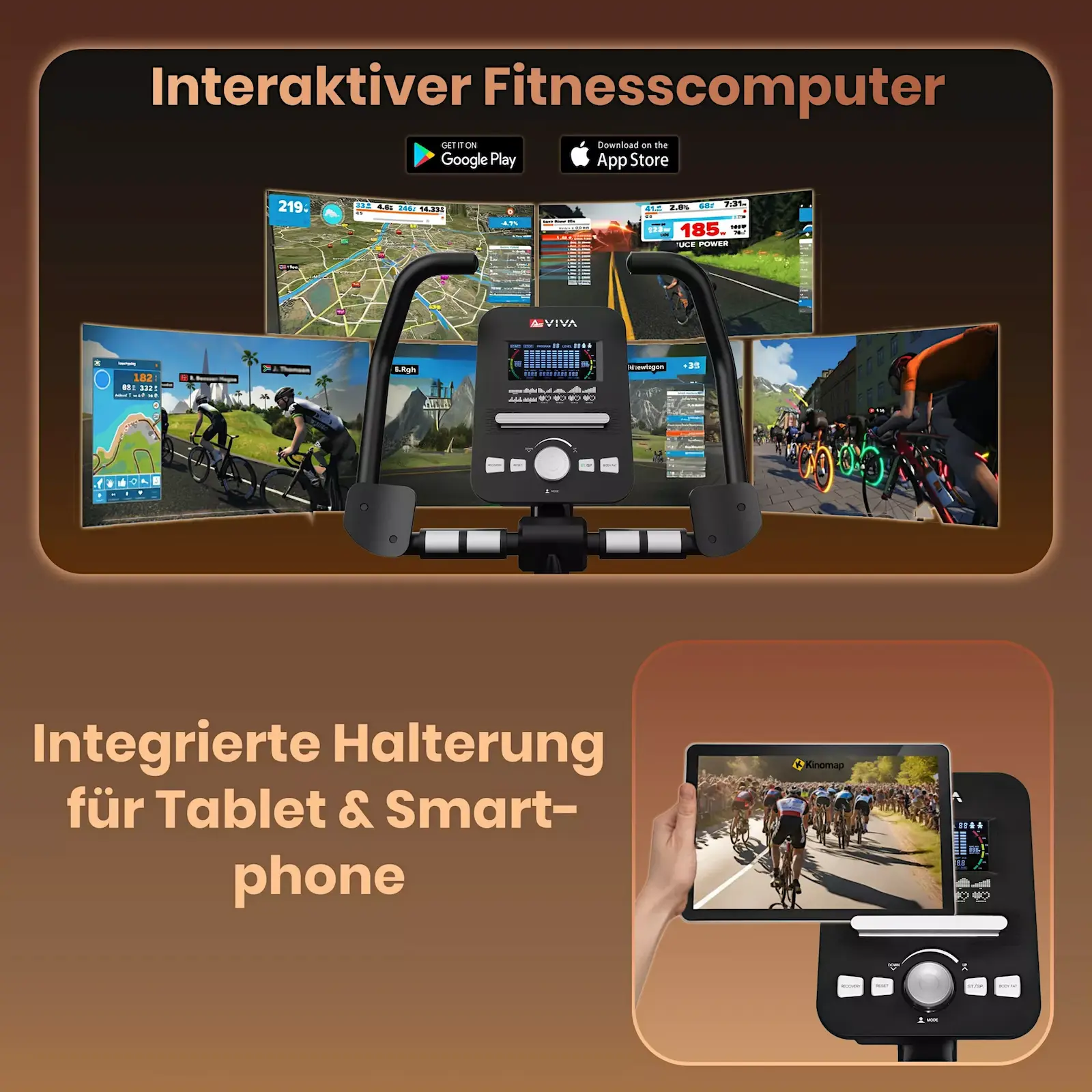 Interaktiver Fitnesscomputer & Tablet-Halterung