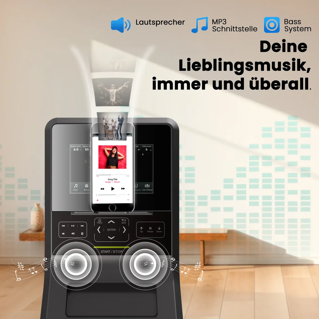 Integrierte Lautsprecher des AsVIVA Ergometers H25 Studio Pro für Musik und Sound beim Training