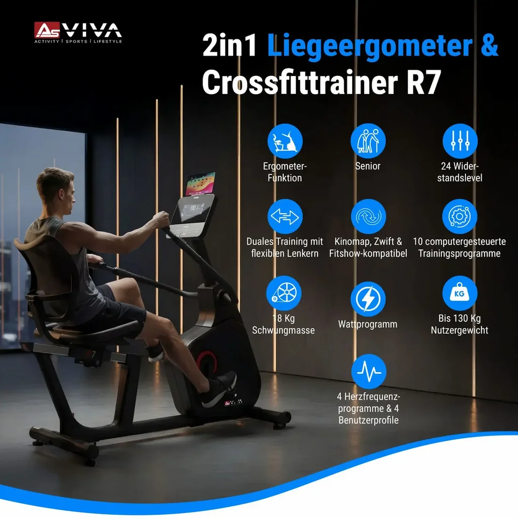 AsVIVA 2in1 Liegeergometer mit Armtrainer R7