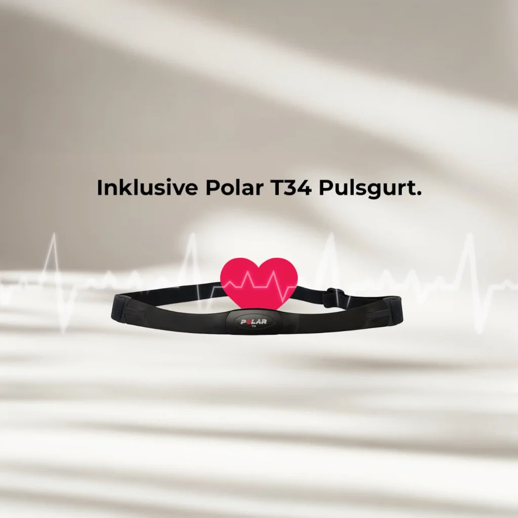 Mitgelieferter Pulsgurt T34 des AsVIVA Ergometers H25 Studio Pro zur präzisen Herzfrequenzmessung