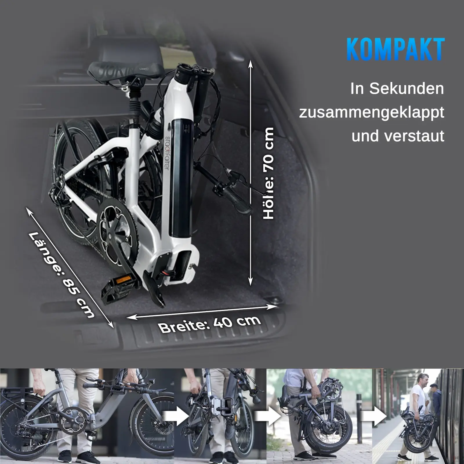 Klappfunktion & kompakte Faltmaße
