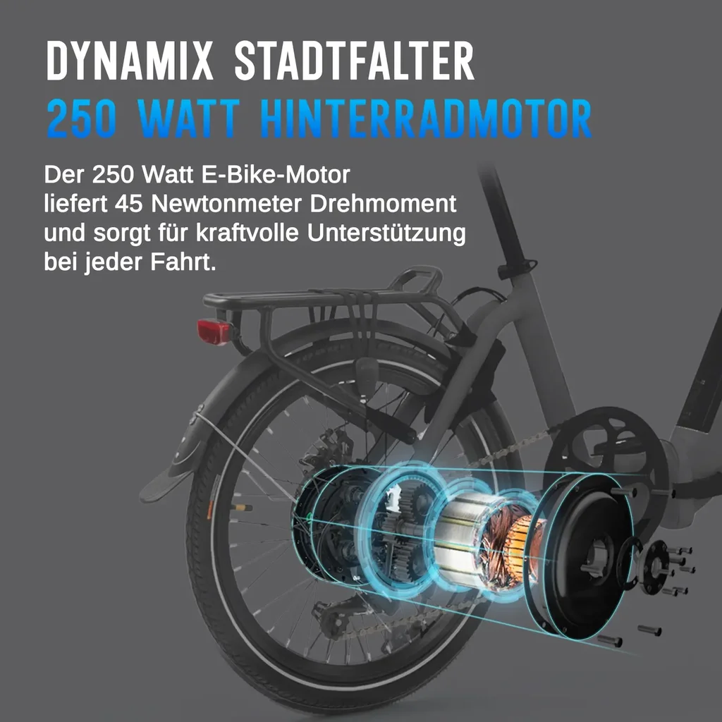 E-Bike Klapprad Stadtfalter B13 – Faltrad Dynamix Hinterradmotor