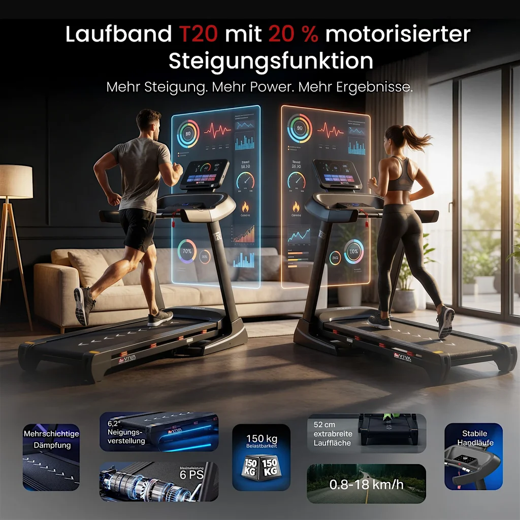 Laufband T20 Cardio Pro Runner – Mit Prozent Steigung
