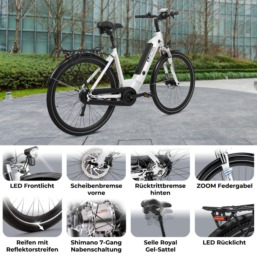 AsVIVA City E-Bike Stadtfalter B14 – Grau/Weiß – Ansicht 2