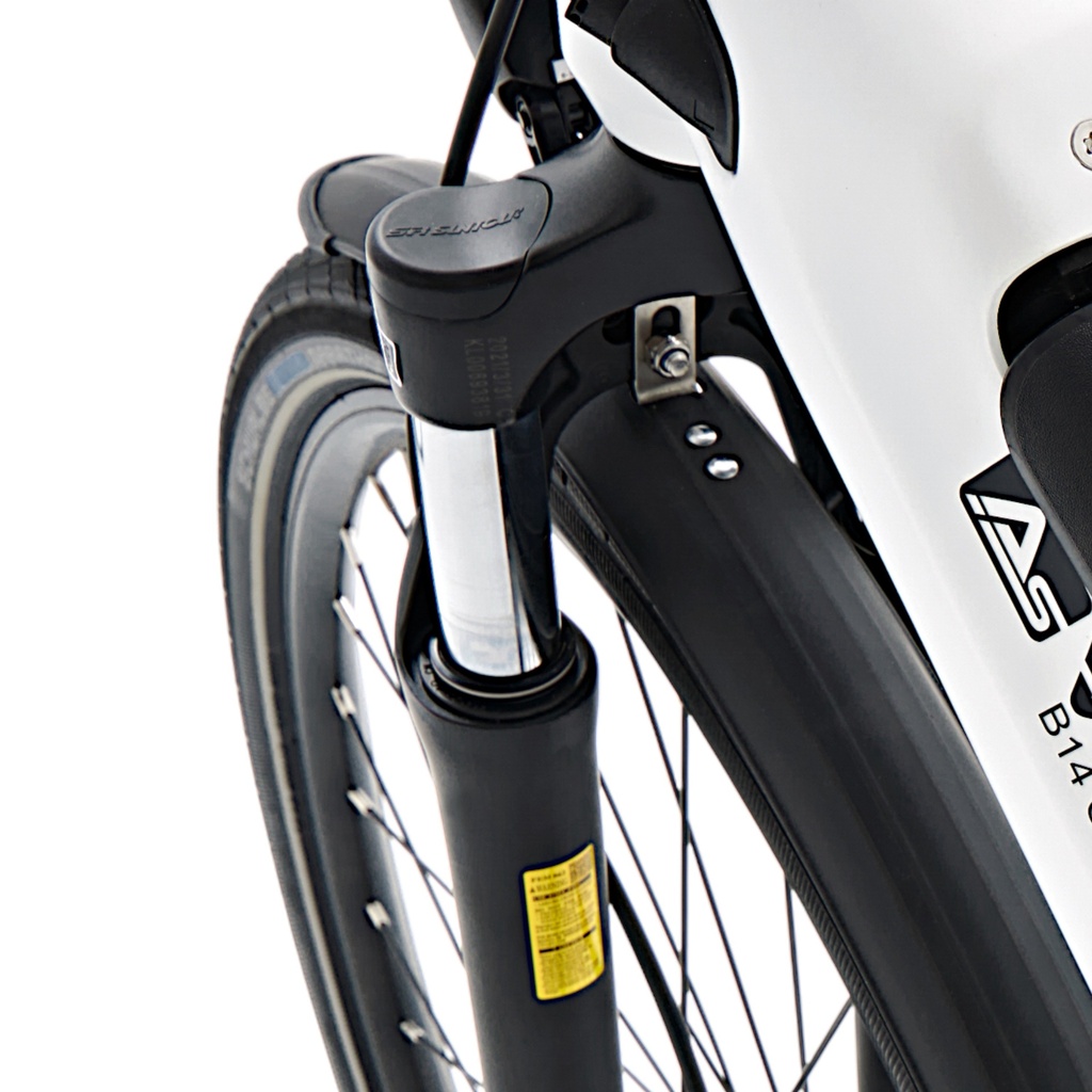 AsVIVA City E-Bike Stadtfalter B14 – Grau/Weiß – Federgabel