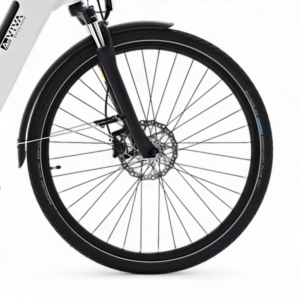 AsVIVA City E-Bike Stadtfalter B14 – Grau/Weiß – Bereifung