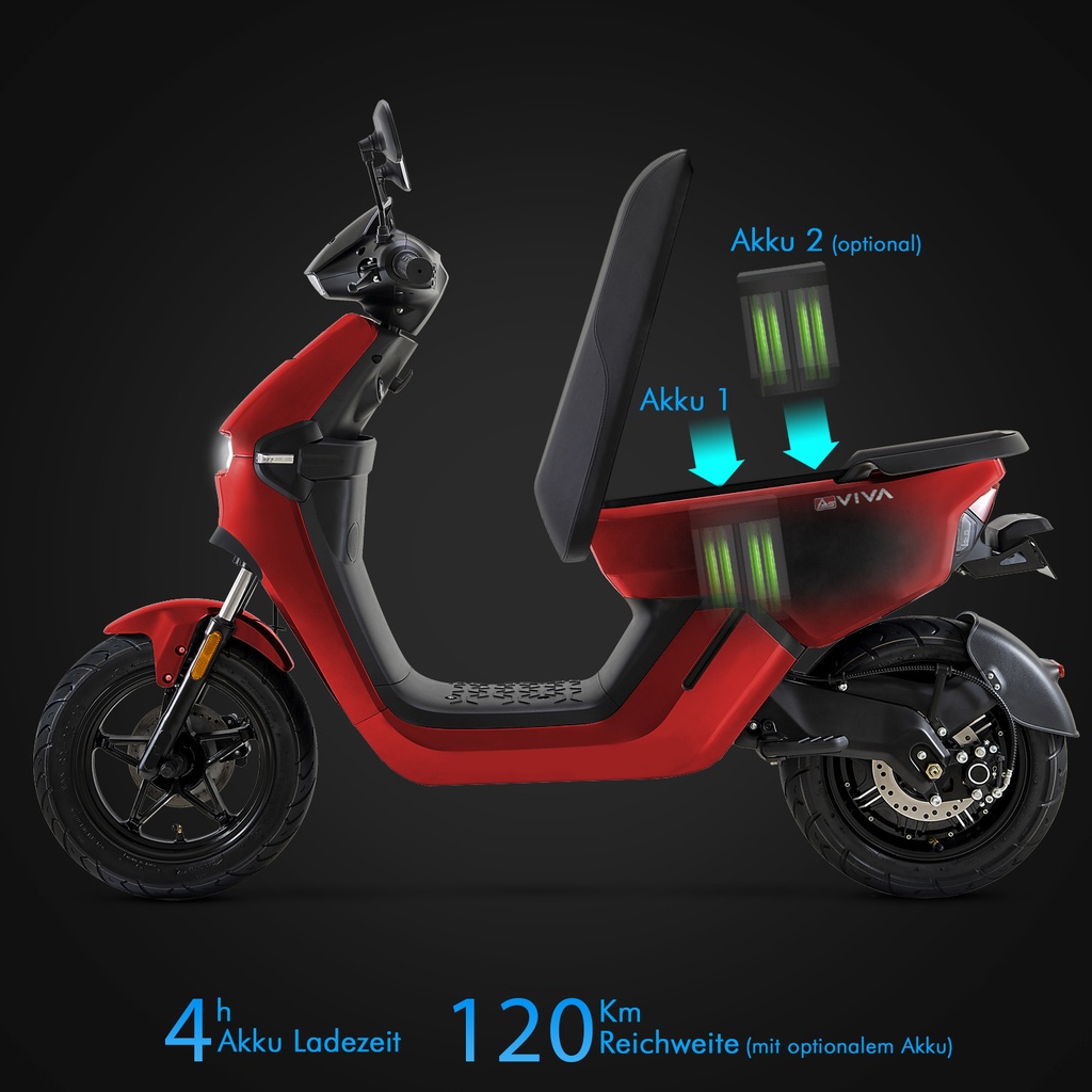 [EM1_RED] Elektro-Motorroller AsVIVA EM1 rot - Produktansicht