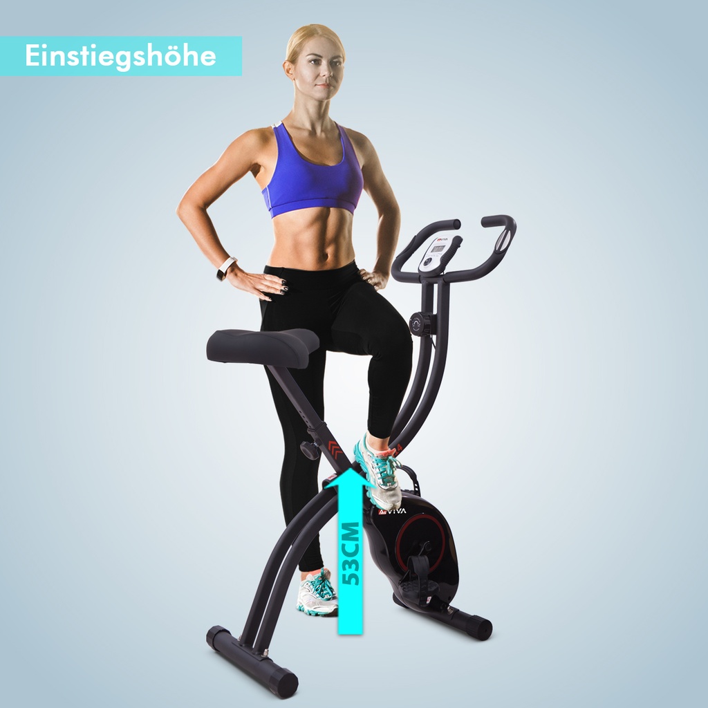 Niedrige Einstiegshöhe des AsVIVA Heimtrainers H14 in Schwarz für bequemes und sicheres Aufsteigen