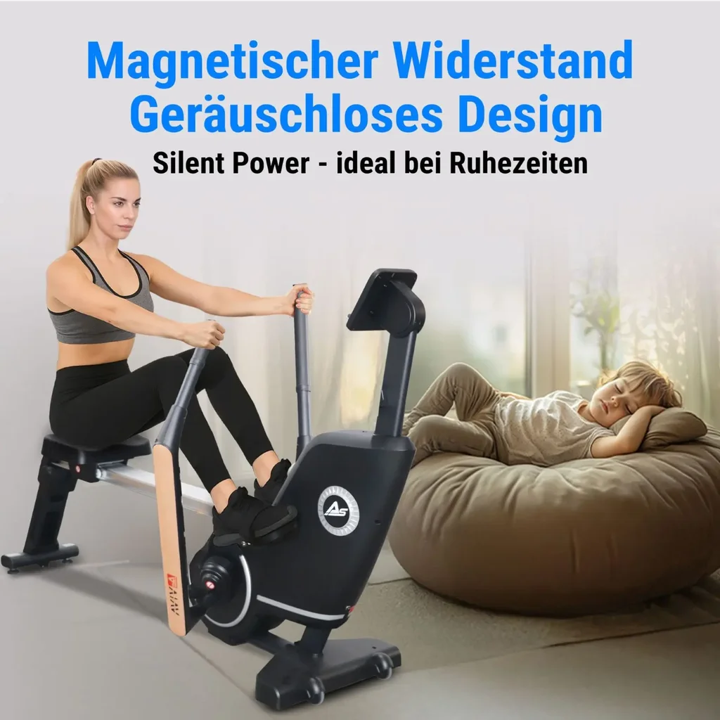 Magnetwiderstandssystem des AsVIVA Rudergeräts RA12 für leises und verschleißarmes Rudern