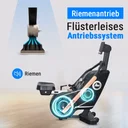 Riemenantrieb des AsVIVA Rudergeräts RA12 für einen gleichmäßigen und ruhigen Bewegungsablauf