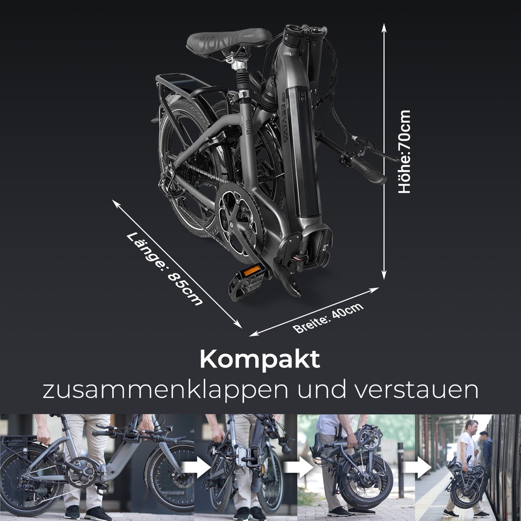 Klappfunktion & kompakte Faltmaße