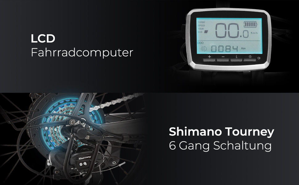 AsVIVA B13 ABW – LCD-Fahrradcomputer & Shimano-Tourney-Schaltung