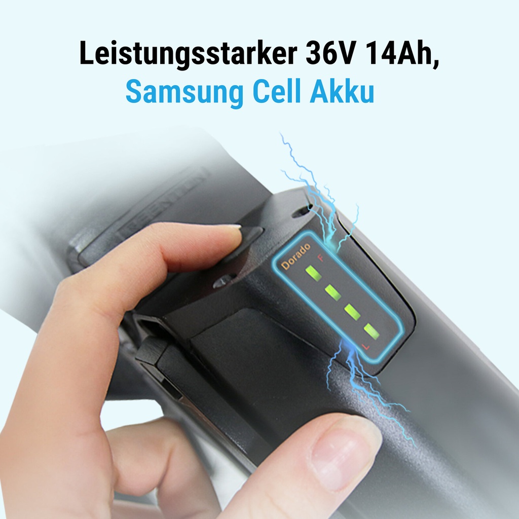 City E-Bike B15 (Grau, schwarzer Sattel, breites Display) – Samsung-Akku mit Ladeanzeige