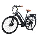 City E-Bike B15 (Grau, brauner Sattel, breites Display) – Schrägansicht vorn rechts