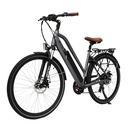 City E-Bike B15 (Grau, brauner Sattel, breites Display) – Schrägansicht vorn links