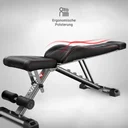 Ergonomisch geformte Polster der AsVIVA Hantelbank WB2 für bequemes und sicheres Training
