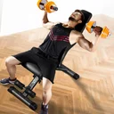 Brusttraining mit Kurzhanteln auf der AsVIVA Hantelbank WB2 in flacher Trainingsposition