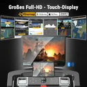 Großer Touch-Monitor mit Trainingsdaten des AsVIVA Laufbands Smart T18 Pro